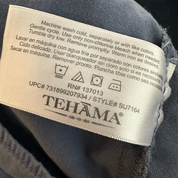 Tehama Men’s XL Button Down Shirt Blue Long Sleeve Utility Hiking Flap Pockets - Picture 6 of 7